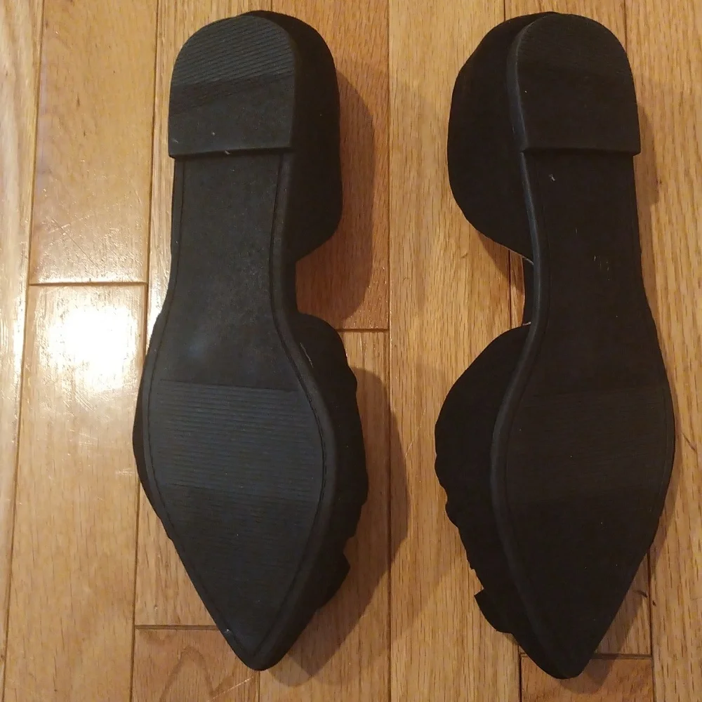 -- Torrid faux black suede big bow D'orsay rubber sole flats